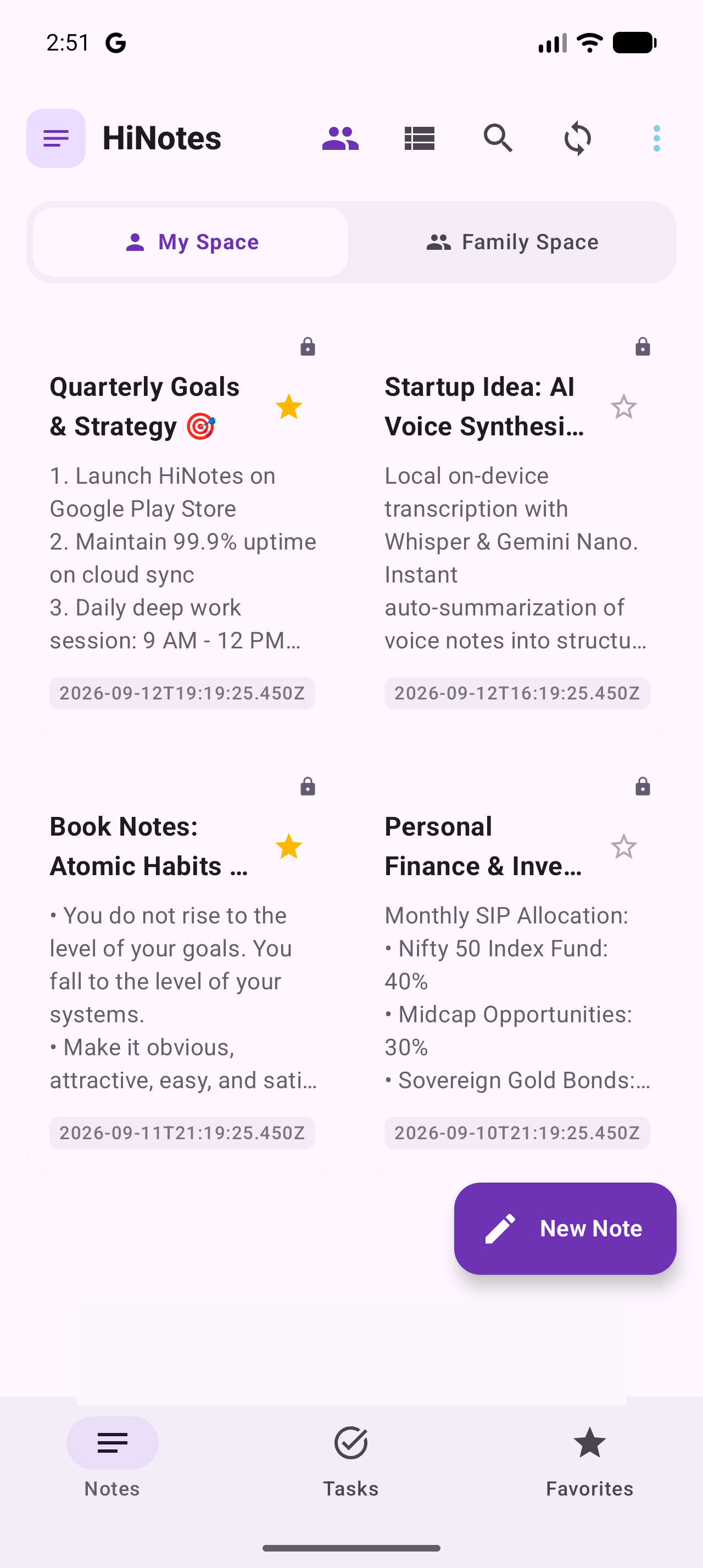 HiNotes My Space UI