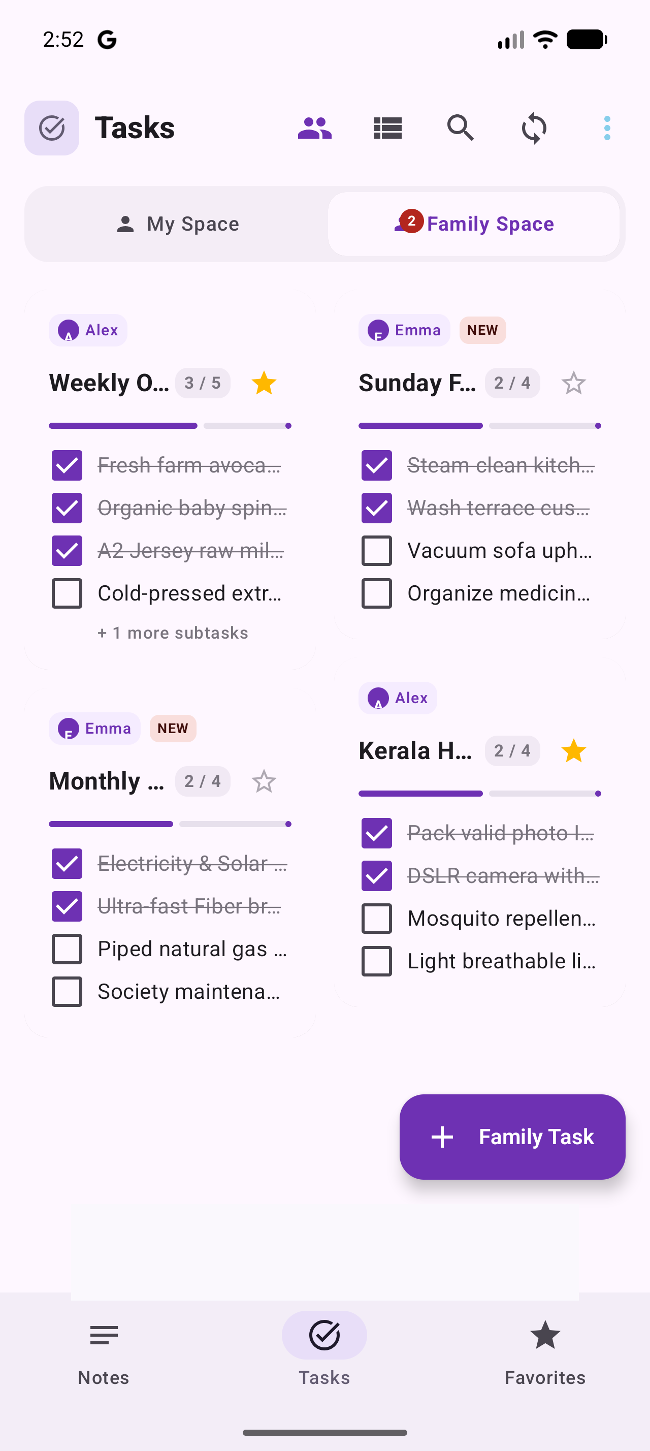 Family Grocery Checklist Screenshot